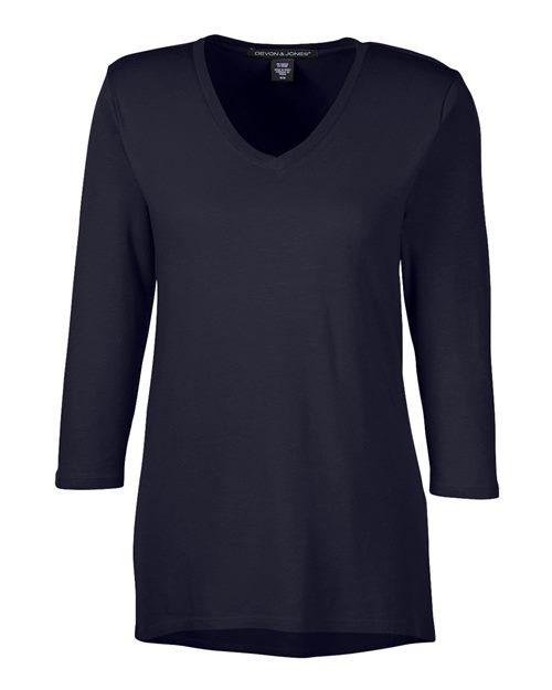 Devon & Jones Women's Perfect Fit™ Bracelet-Length V-Neck Top in Black