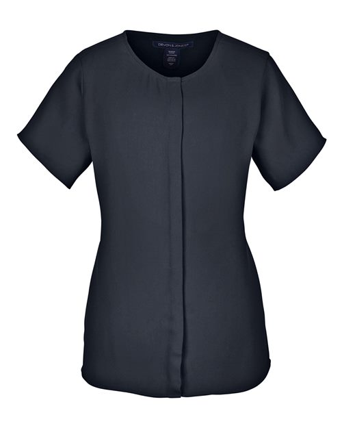 Devon & Jones Women's Perfect Fit™ Crepe Blouse in Black, front view