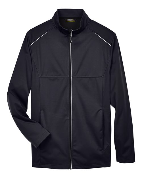 CORE365 Men's Techno Lite Three-Layer Knit Tech-Shell in Black, front view