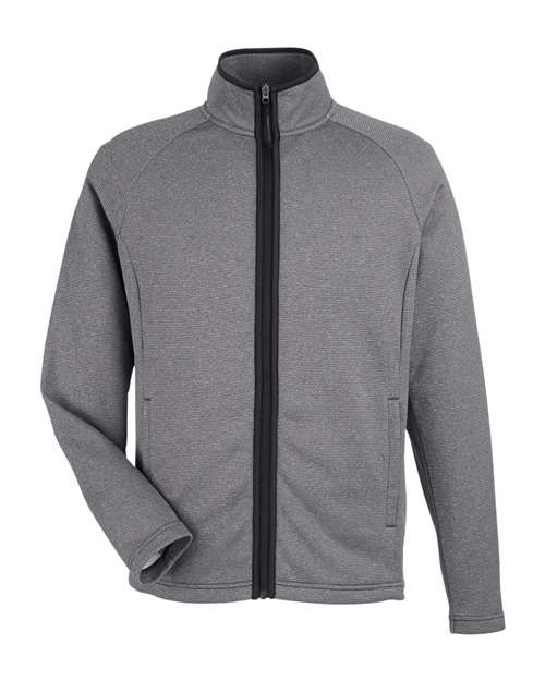CORE365 Men's Venture Heathered Stripe Full-Zip Jacket in Black/White