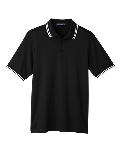 Devon & Jones Men's CrownLux Performance® Plaited Tipped Polo in Black/White