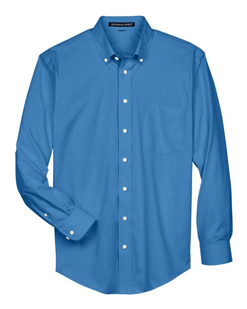 Devon & Jones Men's Crown Collection® Oxford Woven Dress Shirt in French Blue, front view