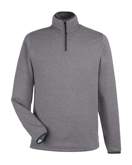 CORE365 Men's Venture Heathered Stripe Quarter-Zip Pullover in Black/White, front view