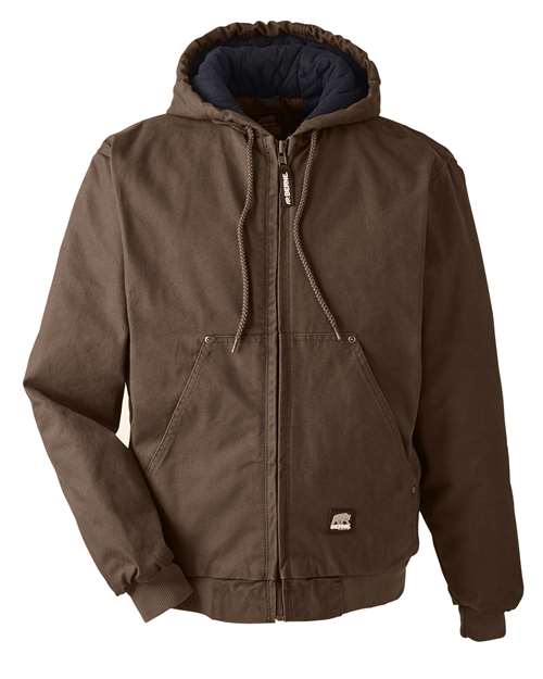 Berne Apparel Men's Heartland Washed Cotton Duck Hooded Jacket in Bark