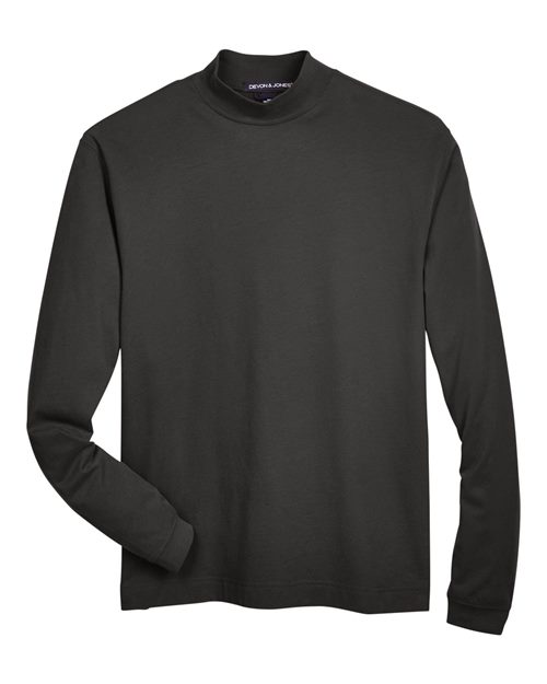 Devon & Jones Unisex Sueded Jersey Mock Neck T-Shirt in Black, front view