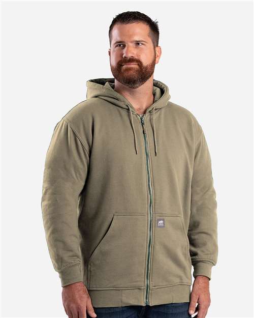 Berne Apparel Berne Apparel Thermal Lined Hoodie with Custom Logo in Alpine Green, front view on model
