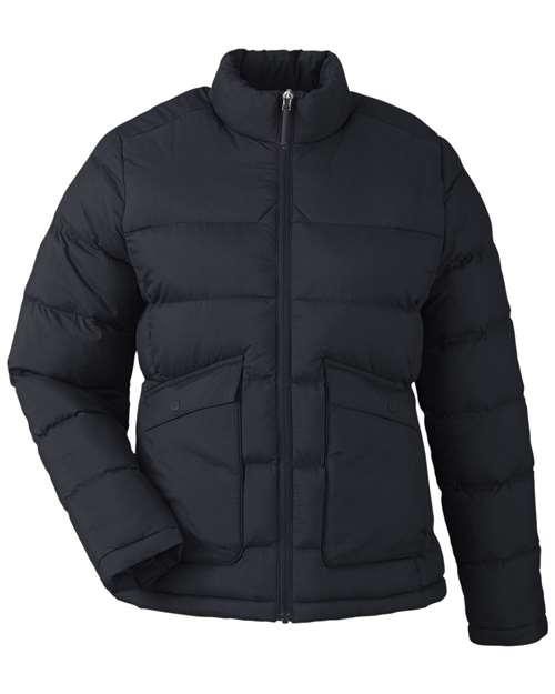 CORE365 Women's Inspire Puffer Jacket in Black, front view