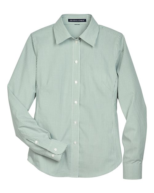Devon & Jones Women's Crown Collection® Banker Stripe Woven Dress Shirt in Dill