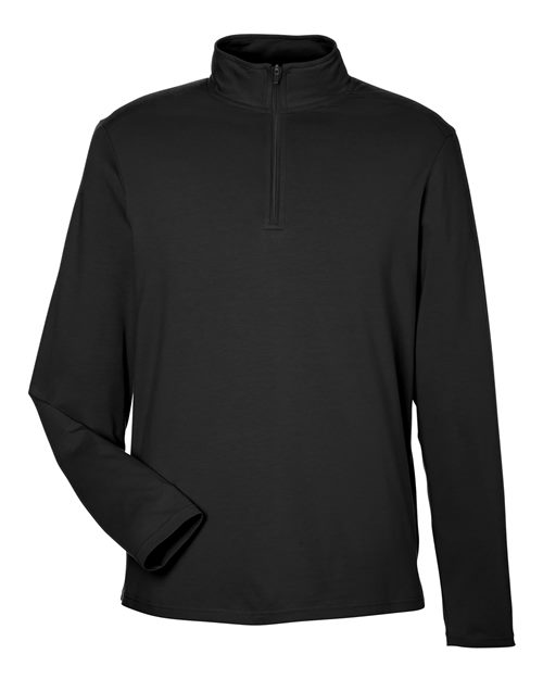 Devon & Jones Men's Raleigh Stretch Quarter-Zip Pullover in Black, front view