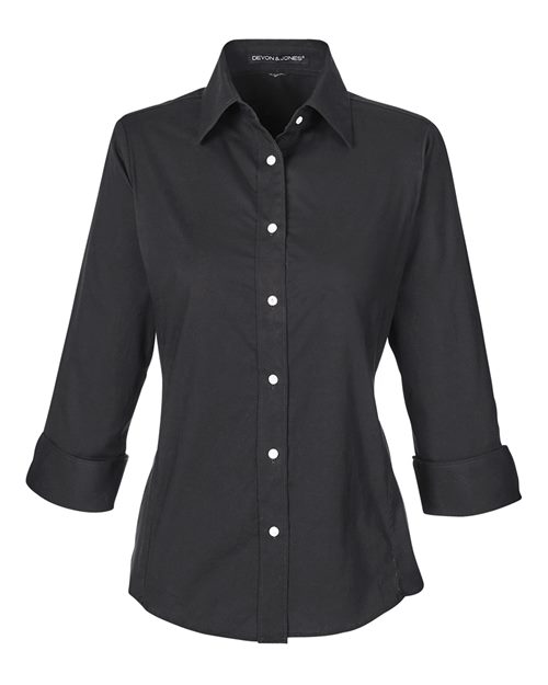Devon & Jones Women's Perfect Fit™ Three-Quarter Sleeve Stretch Poplin Dress Shirt in Black