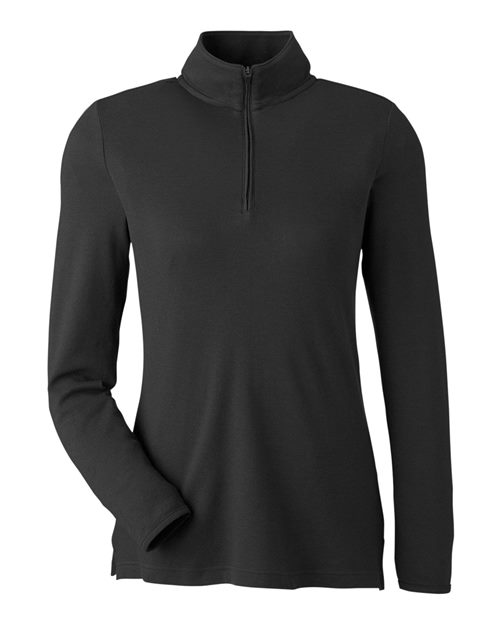 Devon & Jones Women's New Classics® Performance Quarter-Zip Pullover in Black, front view