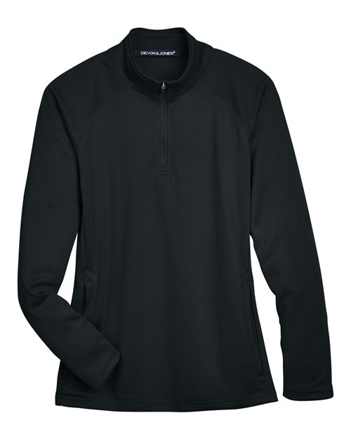 Devon & Jones Women's Stretch Tech-Shell® Compass Quarter-Zip Pullover in Black