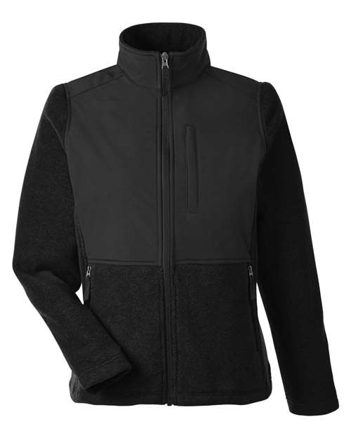 CORE365 Women's Journey Summit Hybrid Full-Zip in Black/Black, front view
