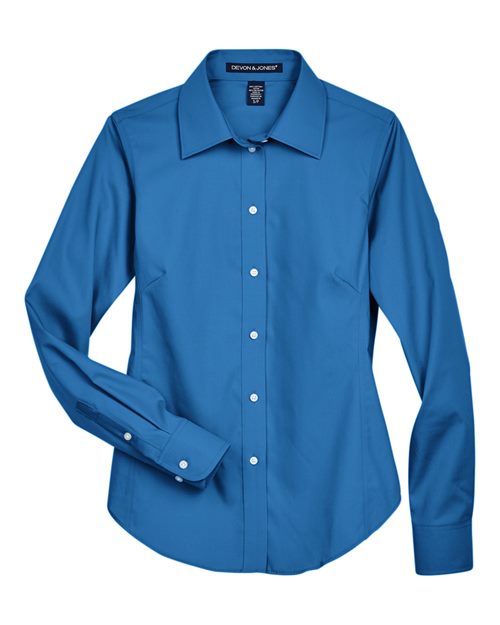 Devon & Jones Women's Crown Collection® Oxford Woven Dress Shirt in French Blue, front view