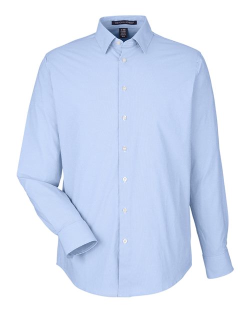Devon & Jones Men's CrownLux Performance® Microstripe Dress Shirt in French Blue/White