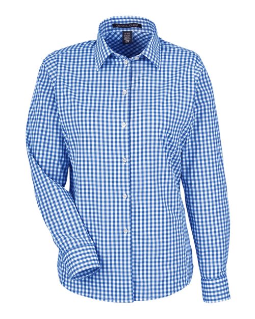 Devon & Jones Women's CrownLux Performance® Gingham Dress Shirt in French Blue/White, front view