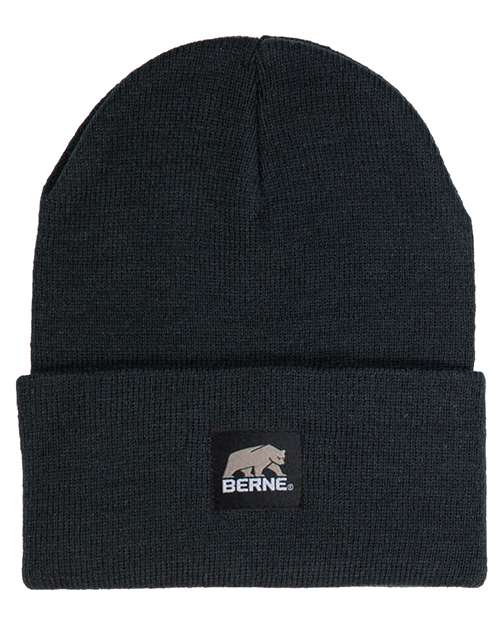Berne Apparel Heritage Knit Cuff Beanie in Black, front view