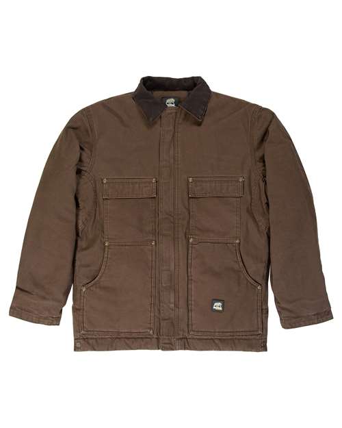 Berne Apparel Men's Tall Highland Washed Chore Coat in Bark