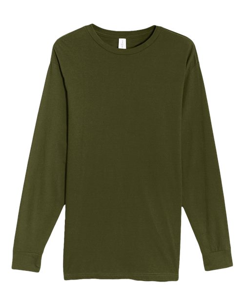 Lane Seven Unisex Heavyweight Long Sleeve Tee in Army Green, front view
