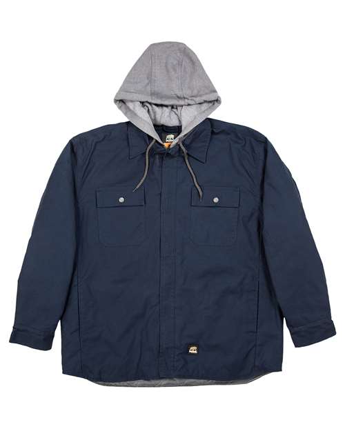 Berne Apparel Men's Throttle Hooded Shirt Jacket in Navy