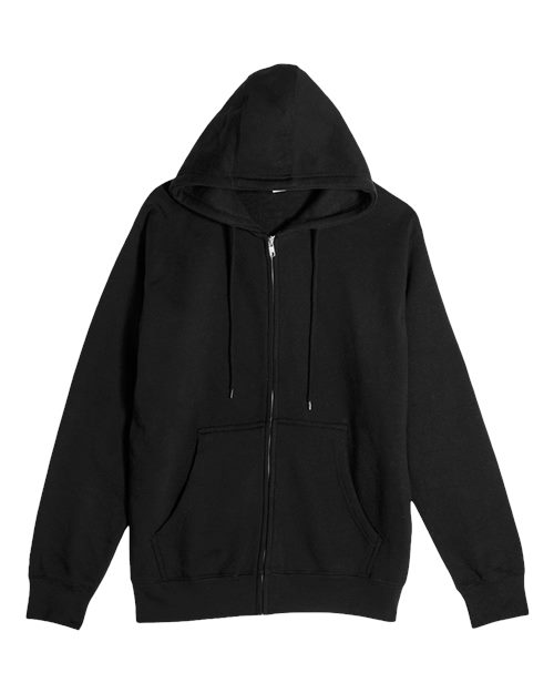 Lane Seven Unisex Premium Full-Zip Hoodie Sweatshirt in Black, front view