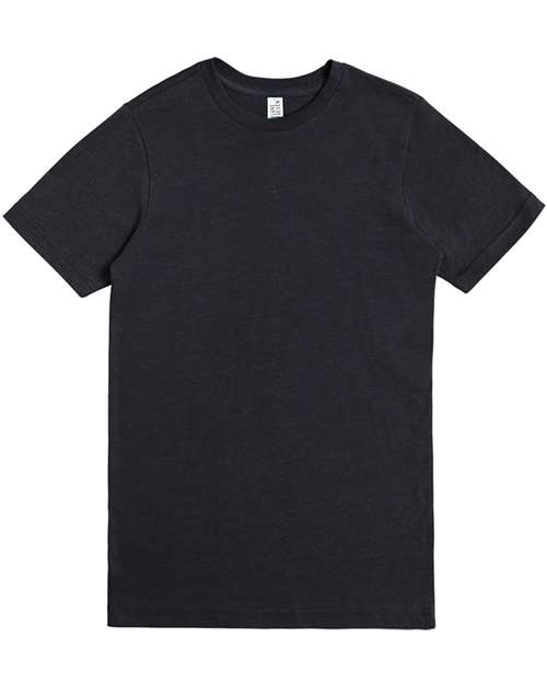 Lane Seven Unisex Deluxe CVC Tee in Black Heather, front view
