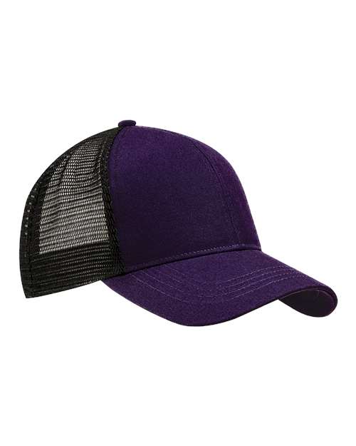econscious Eco Trucker Cap in Beetroot/Black, front view