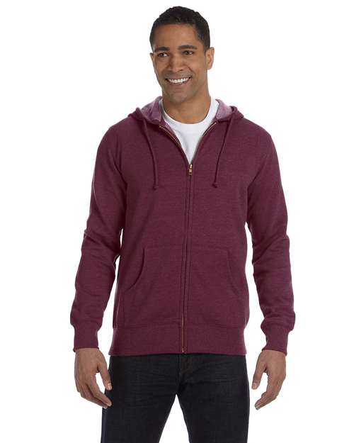 econscious Unisex Heathered Full-Zip Hooded Sweatshirt in Berry