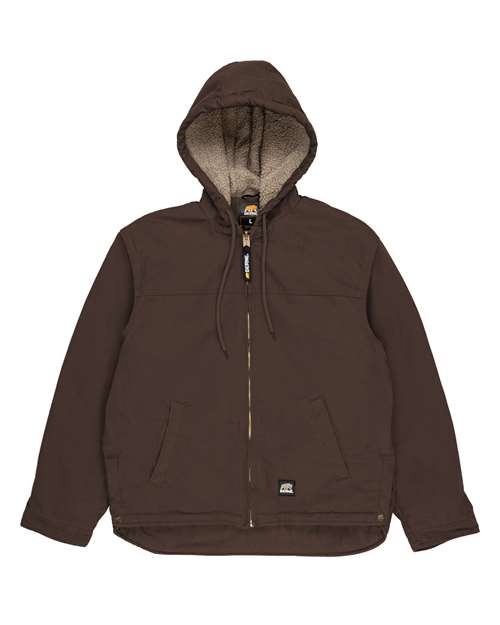 Berne Apparel Men's Heartland Washed Duck Hooded Work Coat in Bark