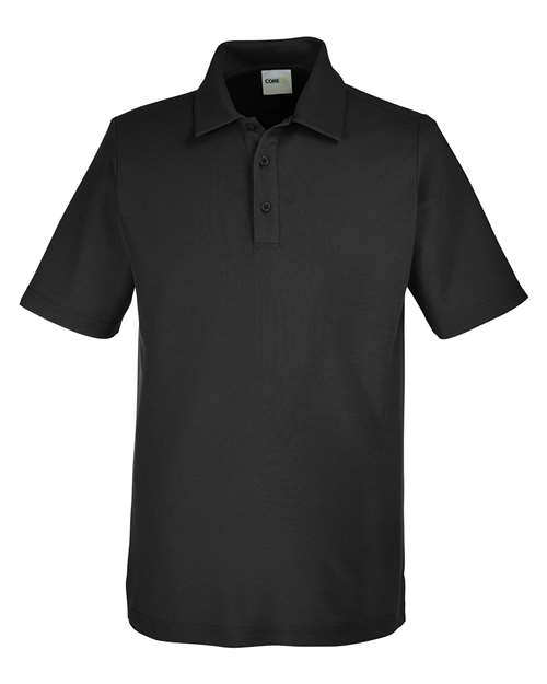 CORE365 Men's Tall Fusion ChromaSoft™ Pique Polo in Black, front view