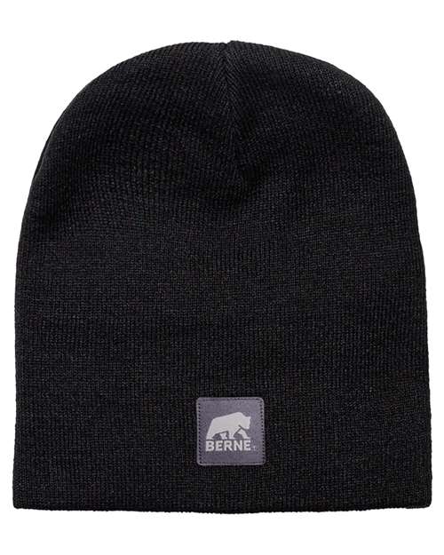 Berne Apparel Heritage Knit Beanie in Black, front view