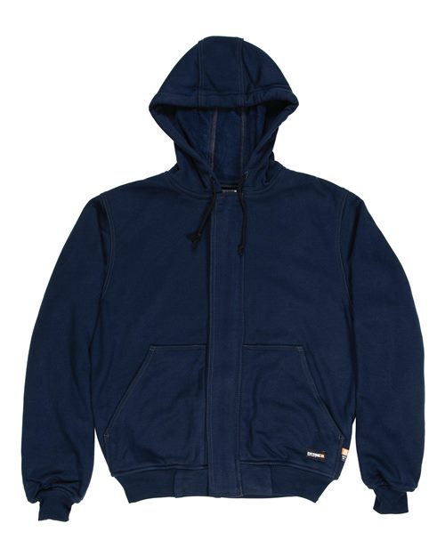 Berne Apparel Men's Tall Flame-Resistant Hooded Sweatshirt in Navy, front view