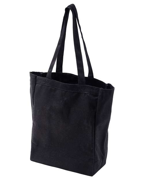 BAGedge Canvas Book Tote Branded in Black, front view