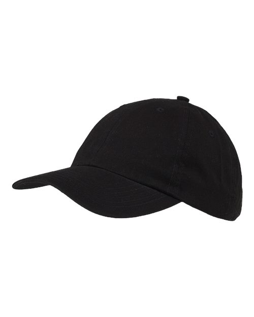 Big Accessories Youth Classic Brushed Twill Cap in Black, front view