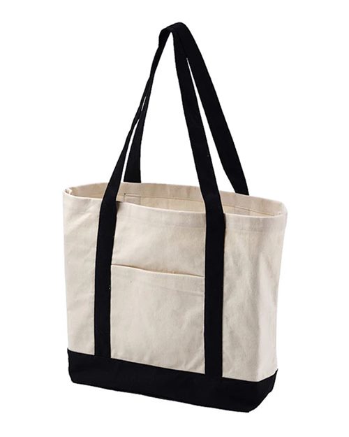 BAGedge Canvas Tote Branded in Natural/Black, front view