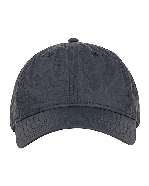 Big Accessories Crinkle Nylon Cap in Black, front view