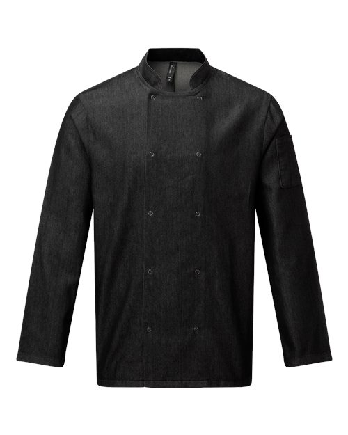 Artisan Collection by Reprime Unisex Denim Chef's Jacket in Black Denim, front view