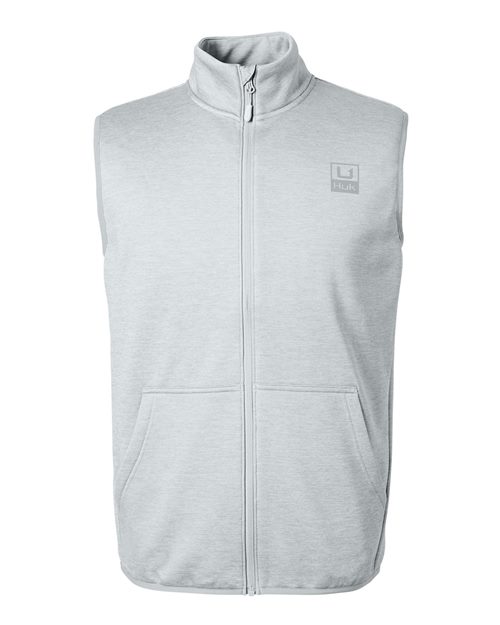 HUK Men's Coldfront+ Vest in Harbor Mist Heather, front view