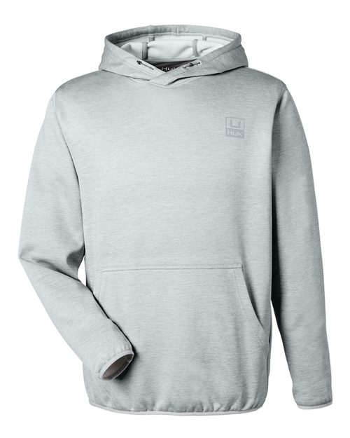 HUK Men's Coldfront+ Performance Hooded Sweatshirt in Harbor Mist Heather