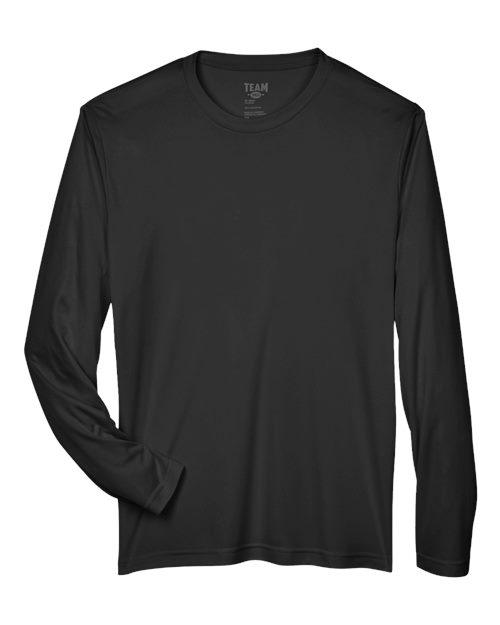 Team 365 Men's Zone Performance Long Sleeve T-Shirt in Black, front view