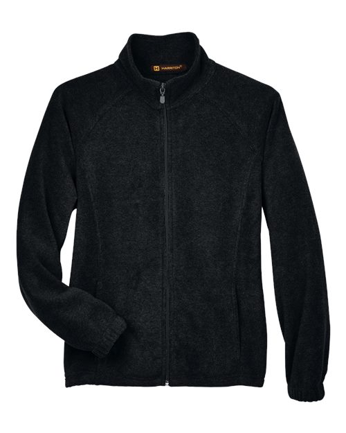 Harriton Women's Lightweight Full-Zip Fleece Jacket in Black