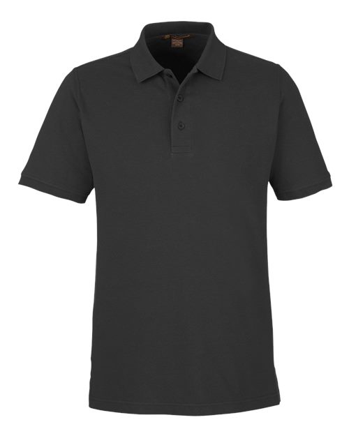 Harriton Men's Valiant Cotton Snag Protect Polo in Black