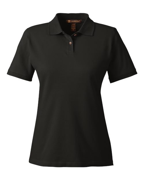 Harriton Women's Cotton Polo in Black