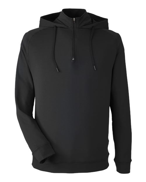 Swannies Unisex Vandyke Quarter-Zip Hooded Pullover in Black/Black, front view
