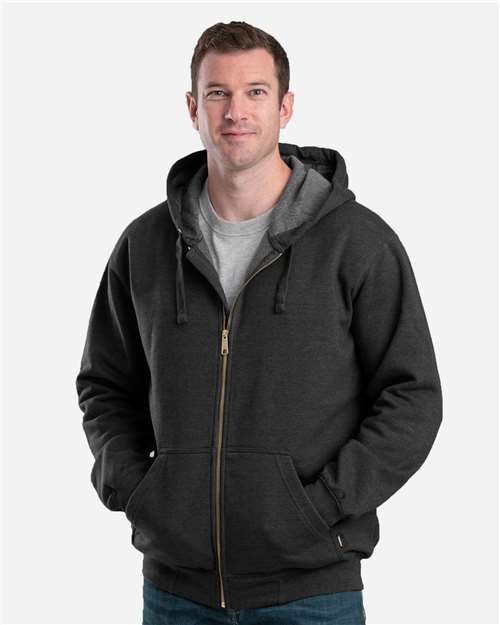 Berne Apparel Men's Heritage Full-Zip Hooded Sweatshirt in Black