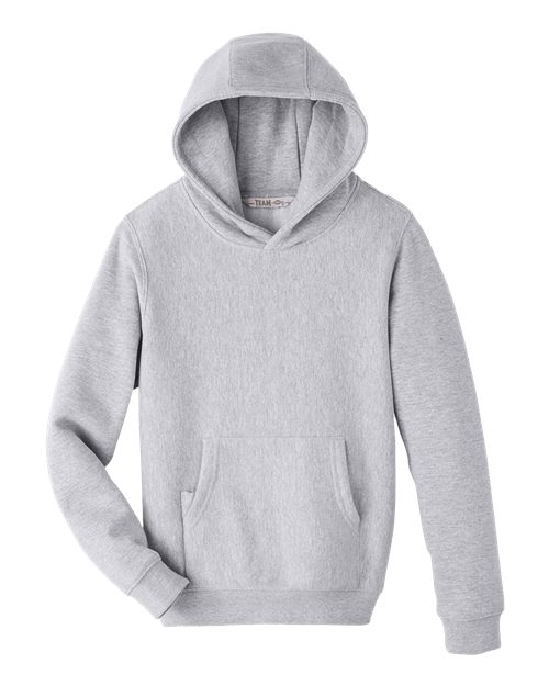 Team 365 Youth Zone HydroSport™ Heavyweight Hooded Sweatshirt in Athletic Heather, front view