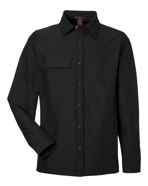 Harriton Unisex Flex Twill Overshirt Jacket in Black