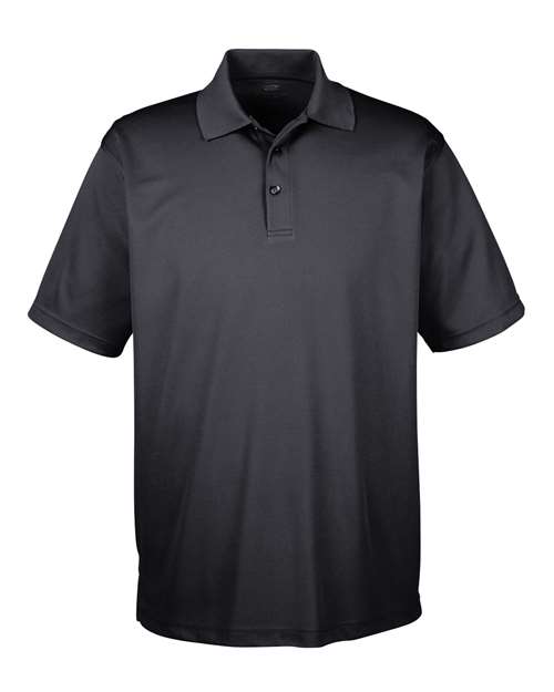 UltraClub Men's Cool & Dry Mesh Piqué Polo in Black, front view