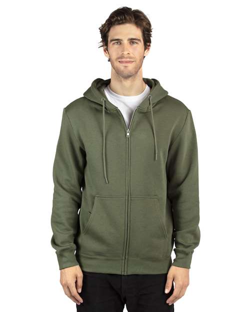 Threadfast Apparel Unisex Fleece Full-Zip Hooded Sweatshirt in Army