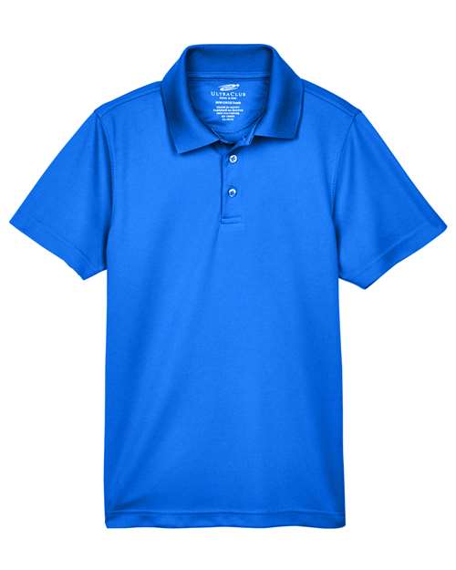 UltraClub Youth Cool & Dry Mesh Piqué Polo in Royal, front view